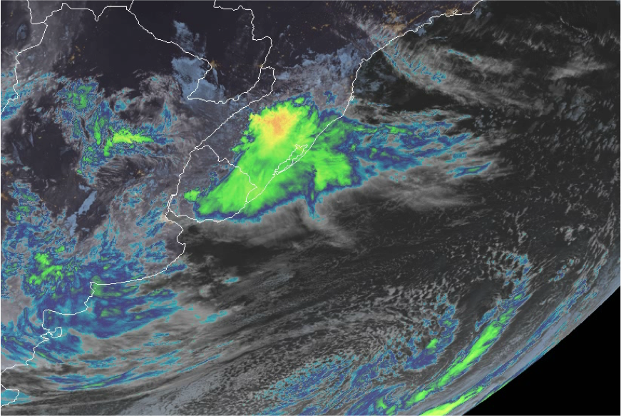 Imagem de satélite do ciclone de SC
